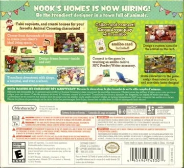 Animal Crossing - Happy Home Designer (USA)(En,Fr) box cover back